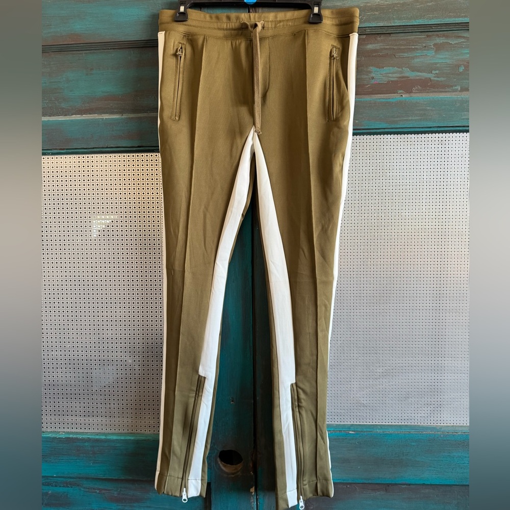 Stylish Olive and White Track Pants